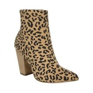 Carlos by Carlos Santana Womens Tibbie Ankle Boot Leopard Block Heel Size 8.5